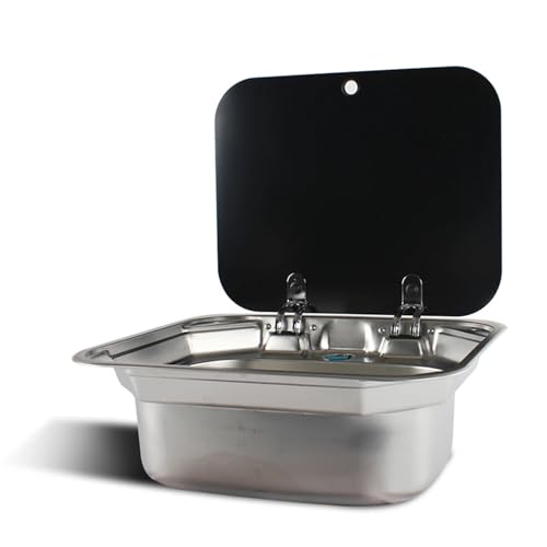 RV Caravan Camping Edelstahl Handwaschbecken Waschbecken mit gehärtetem Glasdeckel RV Zubehör RV Edelstahl Abgedeckt Waschbecken(Sink) von WJLYDM