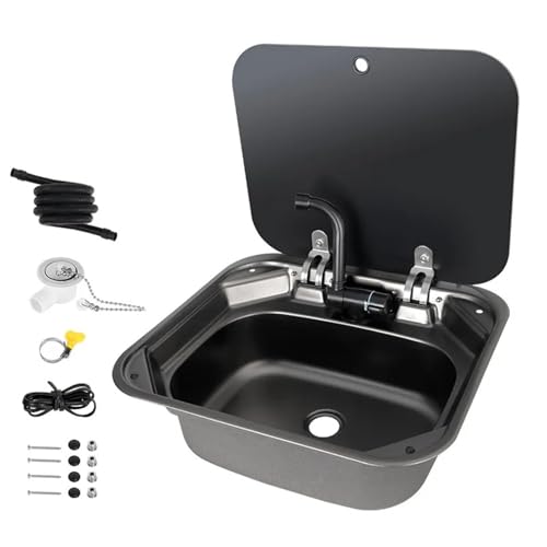 RV Caravan Zubehör 420 Mm Gehärtetem Glas Abdeckung Platz Und Edelstahl-RV Zubehör Küche Caravan Camper Spüle von WJLYDM