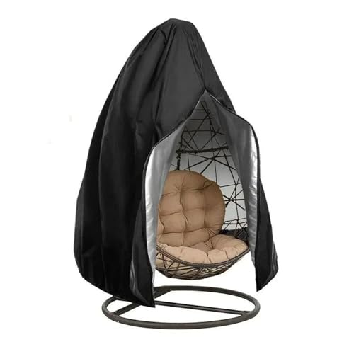WJLYDM 210D Patio Hanging Egg Chair Cover Wasserdichter Swing Egg Chair Cover mit Reißverschluss Perfekt for Garten und Terrasse(Black,S 190x115CM) von WJLYDM