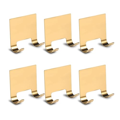 WJLYDM 6Pcs Razor Halter Rasierer Haken Aufhänger Stand Goldene Farbe Dusche Selbstklebende Edelstahl Haken for Robe Handtuch FüR Badezimmer(6pack-golden) von WJLYDM