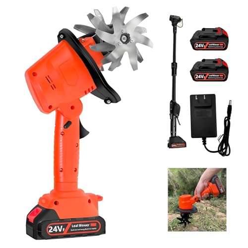 WJMRELIABLE Elektrische Gartenhacke, 24 V, batteriebetrieben, kabellos, mit 2 x 1,5 Ah Akku-Ladegerät, Breite und Tiefe 10 cm, Gartenfräse zum Lösen des Bodens und zur Unkrautbekämpfung von WJMRELIABLE