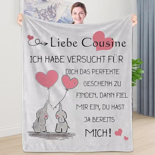 Geschenk für Cousine, Personalisierte Decke Beste Cousine Geschenk, Geschenk Cousine Geburtstag, Kuscheldecke Geburtstagsgeschenk für Cousine, Geburtstag Weihnachten Abschlussgeschenk für Cousine von WJMSDK