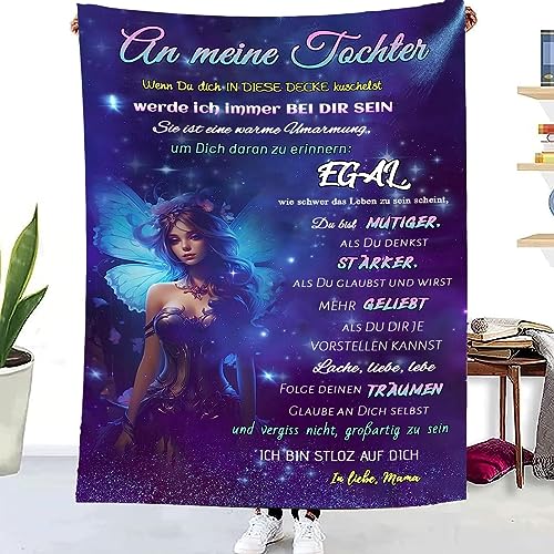 Kuscheldecke An Meine Tochter von Mama- Mutter Tochter Personalisierte Decke Geschenk, Super Weiche Flanell Wohndecke, Mädchen Geburtstags Abschluss-Geschenke, Geschenk für Tochter von WJMSDK