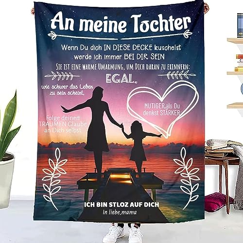 Kuscheldecke An Meine Tochter von Mama- Mutter Tochter Personalisierte Decke Geschenk, Super Weiche Flanell Wohndecke, Mädchen Geburtstags Abschluss-Geschenke, Geschenk für Tochter von WJMSDK