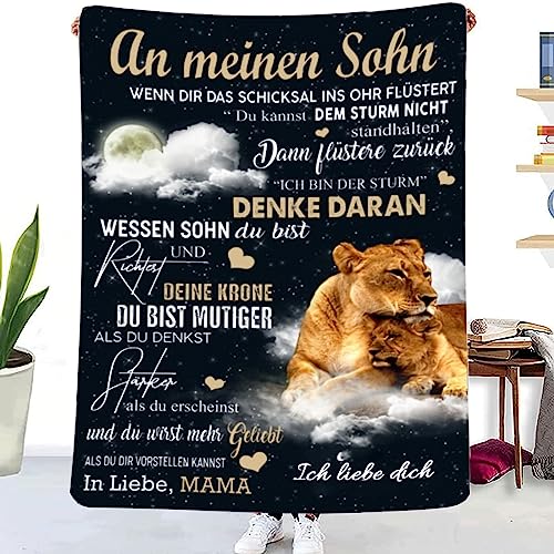 Kuscheldecke An Meinen Sohn von Mama- Mutter Sohn Personalisierte Decke Geschenk, Super Weiche Flanell Wohndecke, Junge Geburtstags Abschluss-Geschenke, Geschenk für Sohn von WJMSDK