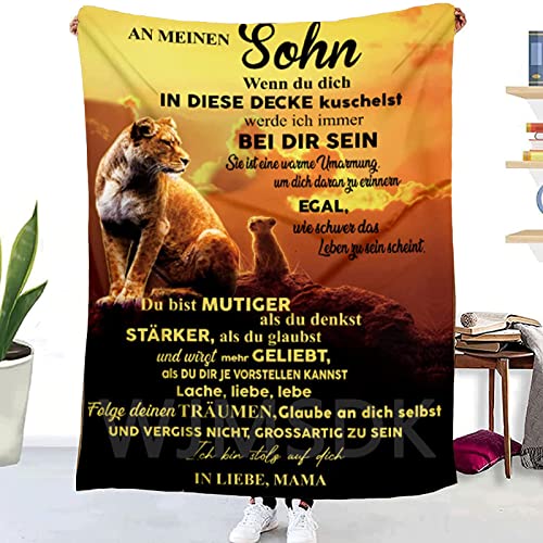 Kuscheldecke An Meinen Sohn von Mama- Mutter Sohn Personalisierte Decke Geschenk, Super Weiche Flanell Wohndecke, Junge Geburtstags Abschluss-Geschenke, Geschenk für Sohn von WJMSDK