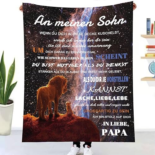 Kuscheldecke An Meinen Sohn von Papa- Vater Sohn Personalisierte Decke Geschenk, Super Weiche Flanell Wohndecke, Junge Geburtstags Abschluss-Geschenke, Geschenk für Sohn von WJMSDK