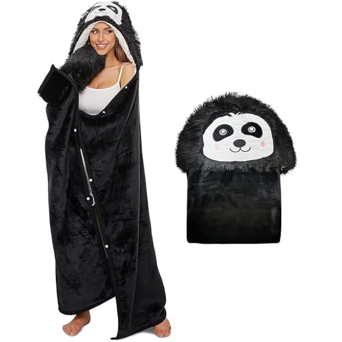 Panda Decke mit Ärmeln - Panda Geschenk für Frauen, Sherpa Fleece Kuscheldecke mit ärmeln, Tragbare Decke zum Anziehen als Weihnachten Geburtstagsgeschenk für Frauen Damen von WJMSDK