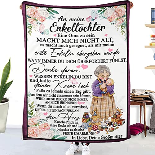 WJMSDK Personalisierte Decke Geschenke An Meine Enkelin von Oma, Kuscheldecke Flauschige Für Enkelin, Flanell Luftpost Positiv Ermutigen Wohndecke, Geburtstag Weihnachten für Enkelin von WJMSDK