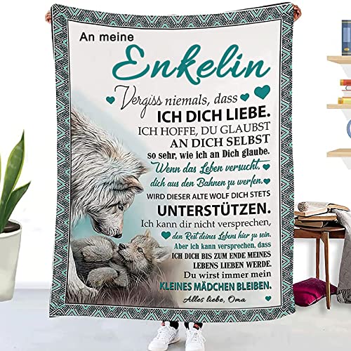 WJMSDK Personalisierte Decke Geschenke An Meine Enkelin von Oma, Kuscheldecke Flauschige Für Enkelin, Flanell Luftpost Positiv Ermutigen Wohndecke, Geburtstag Weihnachten für Enkelin von WJMSDK