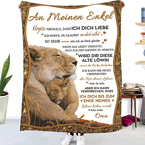 WJMSDK Personalisierte Decke Geschenke An Meinen Enkel von Oma, Kuscheldecke Flauschige Für Enkel, Flanell Luftpost Positiv Ermutigen Wohndecke, Geburtstag Weihnachten für Enkel von WJMSDK