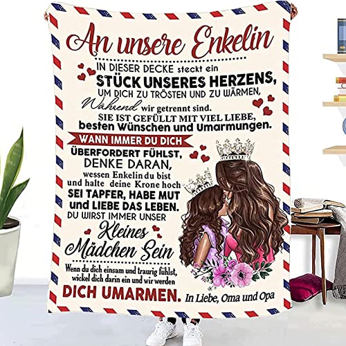 WJMSDK Personalisierte Decke Geschenke An Unsere Enkelin von Oma und Opa, Kuscheldecke Flauschige Für Enkelin, Flanell Luftpost Positiv Ermutigen Wohndecke, Geburtstag Weihnachten für Enkelin von WJMSDK