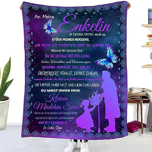 WJMSDK Personalisierte Decke Geschenke Für Enkelin von Oma, Kuscheldecke An Meine Enkelin von Oma, 18 Geburtstag Mädchen, Witziges Weihnachten Abschluss-Geschenke von WJMSDK