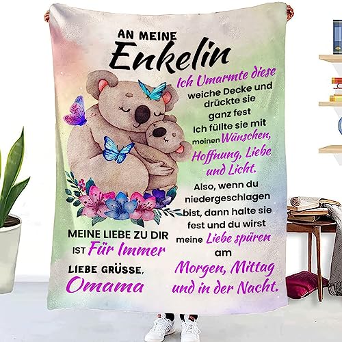 WJMSDK Personalisierte Decke Geschenke Für Enkelin von Oma, Kuscheldecke An Meine Enkelin von Oma, 18 Geburtstag Mädchen, Witziges Weihnachten Abschluss-Geschenke von WJMSDK