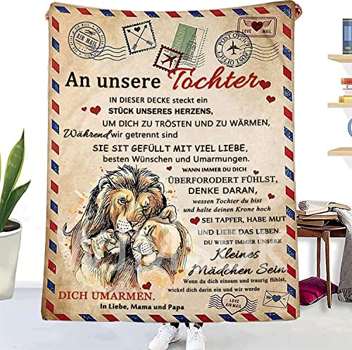 WJMSDK Personalisierte Geschenke Decke für Tochter von Eltern, Mutter Tochter Geschenk, Kuscheldecke An Unseren Tochter von Mama und Papa, Mädchen Geburtstags Weihnachten Abschluss-Geschenke von WJMSDK