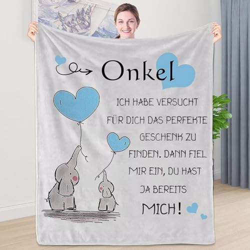 WJMSDK Geschenk für Onkel, Personalisierte Decke Onkel Geschenke, Geschenk Onkel Geburtstag, Kuscheldecke Geburtstagsgeschenk für Onkel von Neffe, Geburtstag Weihnachten Danksagungsgeschenk für Onkel von WJMSDK