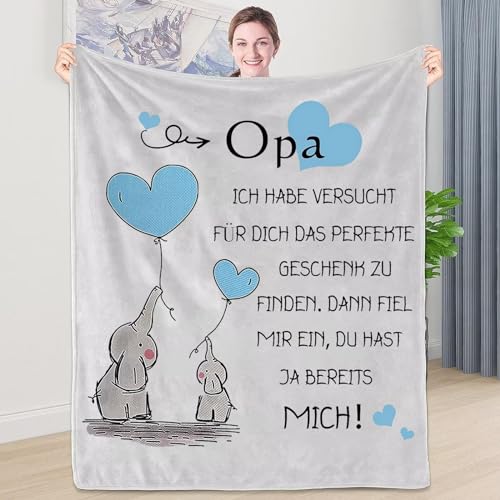 WJMSDK Geschenk für Opa, Personalisierte Decke Opa Geschenke, Kuscheldecke Geburtstagsgeschenk für Opa, Geschenk Opa Geburtstag, Geburtstag Weihnachten Danksagungsgeschenk für Opa von Enkel Enkelin von WJMSDK