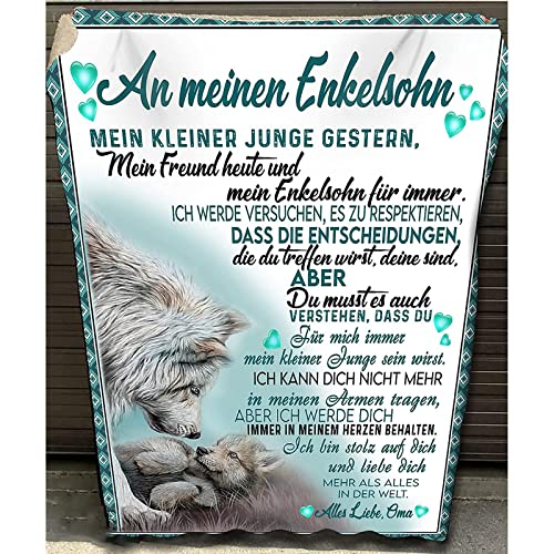 WJMSDK Kuscheldecke Personalisierte Decke An Mein Enkel von Oma, Deutsche Briefdecke Positiv Ermutigen Flauschige Wohndecke für Couch Bett Tv-Decken Geschenk WJMSDK Kuscheldecke Personalisierte Decke An Mein Enkel von Oma, Deutsche Briefdecke Positiv Ermutigen Flauschige Wohndecke für Couch Bett Tv-Decken Geschenk von WJMSDK