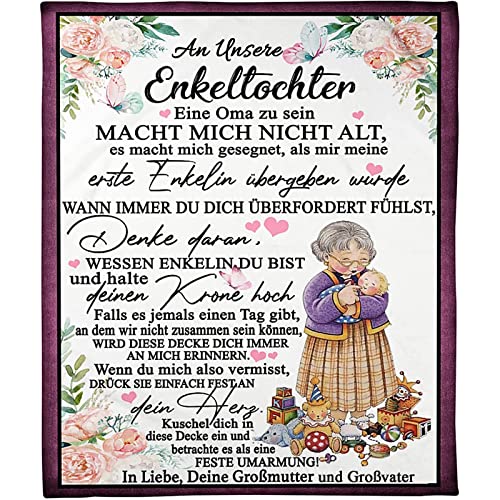 WJMSDK Kuscheldecke Personalisierte Decke An Unere Enkelin von Oma Und Opa, Deutsche Briefdecke Positiv Ermutigen Flauschige Wohndecke für Couch Bett Tv-Decken Geschenk WJMSDK Kuscheldecke Personalisierte Decke An Unere Enkelin von Oma Und Opa, Deutsche Briefdecke Positiv Ermutigen Flauschige Wohndecke für Couch Bett Tv-Decken Geschenk von WJMSDK