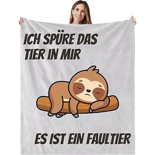 WJMSDK Lustige Faultier Decke Geschenke, Kuscheldecke Flauschig Faultier Geschenke für Frauen und Männer, Faultier Decke Personalisierte Geschenke für Geburtstag Weihnachten Valentinstag Jahrestag von WJMSDK