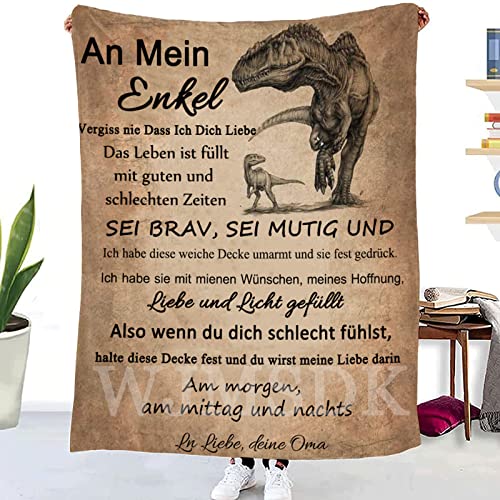 WJMSDK Personalisierte Decke Geschenk für Enkel von Oma, Oma Enkel Geschenk, Kuscheldecke An Meinen Enkel von Oma, Geburtstag Weihnachten (Oma zum Enkel1, 130 * 150cm) von WJMSDK