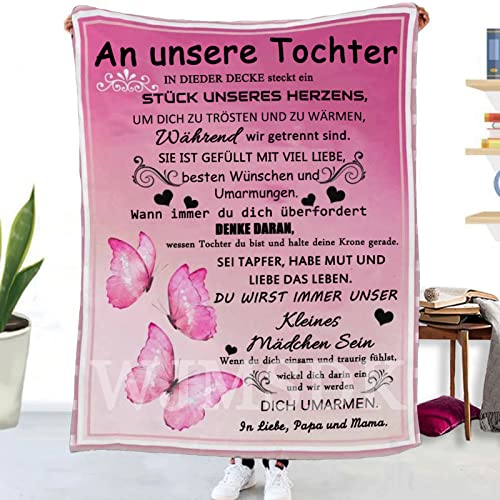 WJMSDK Personalisierte Decke Geschenk für Tochter von Eltern, Mutter Tochter Geschenk, Kuscheldecke An unsere Tochter von Mama und Papa, Geburtstag Weihnachten (Eltern zur Tochter2, 150 * 200cm) von WJMSDK