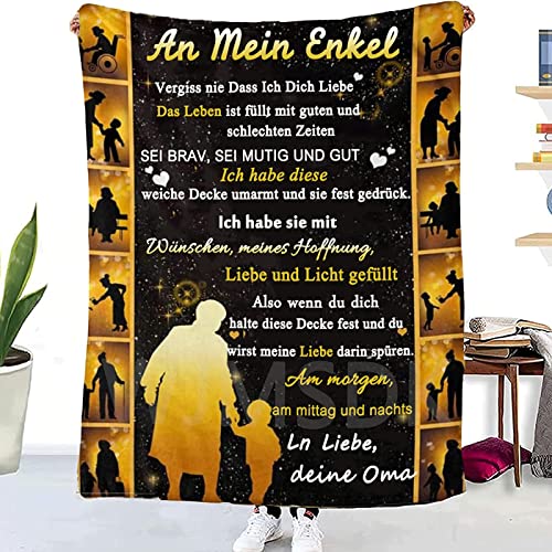 WJMSDK Personalisierte Decke Geschenke An Meinen Enkel von Oma, Kuscheldecke Flauschige Für Enkel, Flanell Luftpost Positiv Ermutigen Wohndecke, Geburtstag Weihnachten für Enkel von WJMSDK