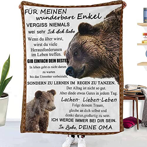 WJMSDK Personalisierte Decke Geschenke An Meinen Enkel von Oma, Kuscheldecke Flauschige Für Enkel, Flanell Luftpost Positiv Ermutigen Wohndecke, Geburtstag Weihnachten für Enkel von WJMSDK