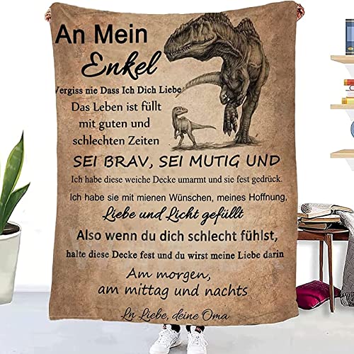 WJMSDK Personalisierte Decke Geschenke Für Enkel von Oma, Kuscheldecke Flauschige An Meinen Enkel, Positiv Ermutigen Wohndecke, Geburtstag Weihnachten Geschenke für Enkel von WJMSDK