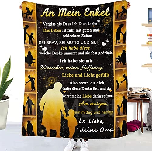 WJMSDK Personalisierte Decke Geschenke Für Enkel von Oma, Kuscheldecke Flauschige An Meinen Enkel, Positiv Ermutigen Wohndecke, Geburtstag Weihnachten Geschenke für Enkel von WJMSDK