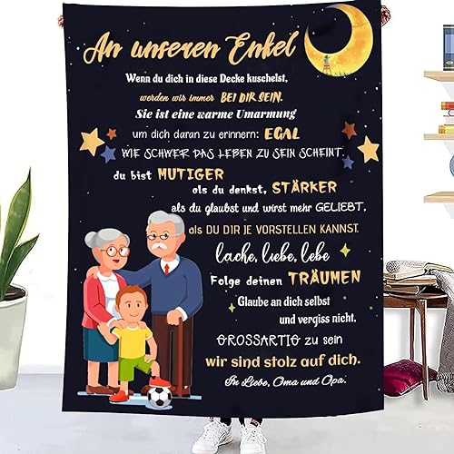 WJMSDK Personalisierte Decke Geschenke Für Enkel von Opa und Oma, Kuscheldecke Flauschige Für Enkel, 18 Geburtstag Junge, Witziges Geburtstag Weihnachten Abschluss-Geschenke WJMSDK Personalisierte Decke Geschenke Für Enkel von Opa und Oma, Kuscheldecke Flauschige Für Enkel, 18 Geburtstag Junge, Witziges Geburtstag Weihnachten Abschluss-Geschenke von WJMSDK