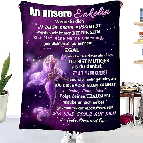 WJMSDK Personalisierte Decke Geschenke Für Enkelin von Opa und Oma, Kuscheldecke Flauschige Für Enkelin, 18 Geburtstag Mädchen, Witziges Geburtstag Weihnachten Abschluss-Geschenke von WJMSDK