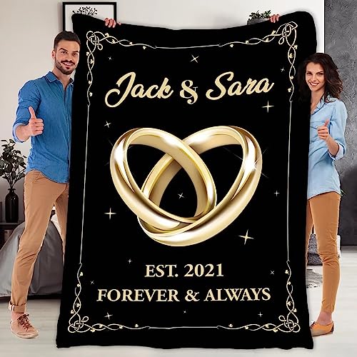 WJMSDK Personalisierte Decke Geschenke Für Paar Mit Namen und Datum, Individuelle Decken Für Frau Mann, Valentinstag Jahrestag Hochzeitstag Geburtstag Liebe Kuscheldecke Geschenke Für Frauen, Männer von WJMSDK