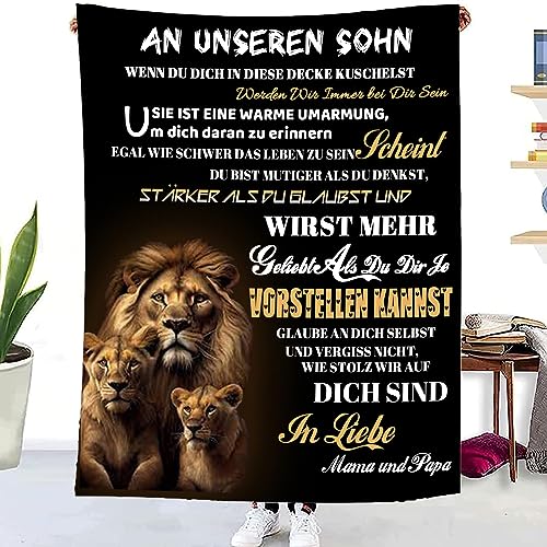 WJMSDK Personalisierte Decke Geschenke Für Sohn von Eltern, Kuscheldecke An Unseren Sohn von Mama und Papa, 18 Geburtstag Junge, Witziges Weihnachten Abschluss-Geschenke WJMSDK Personalisierte Decke Geschenke Für Sohn von Eltern, Kuscheldecke An Unseren Sohn von Mama und Papa, 18 Geburtstag Junge, Witziges Weihnachten Abschluss-Geschenke von WJMSDK
