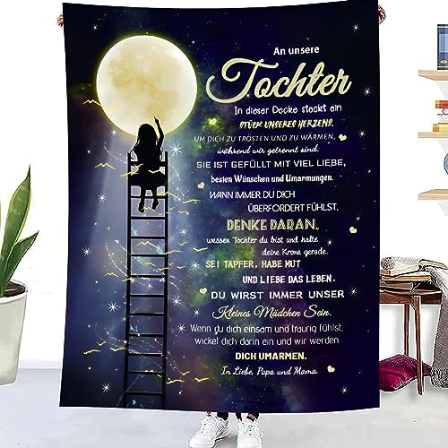 WJMSDK Personalisierte Decke Geschenke Für Tochter von Eltern, Kuscheldecke An Unsere Tochter von Mama und Papa, 18 Geburtstag Mädchen, Witziges Weihnachten Abschluss-Geschenke von WJMSDK