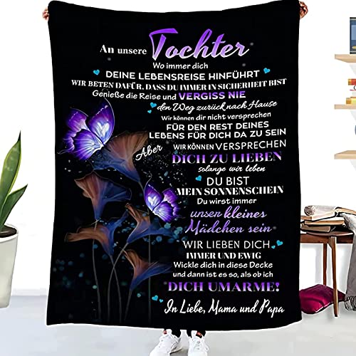 WJMSDK Personalisierte Decke Geschenke Für Tochter von Eltern, Kuscheldecke An Unsere Tochter von Mama und Papa, 18 Geburtstag Mädchen, Witziges Weihnachten Abschluss-Geschenke von WJMSDK