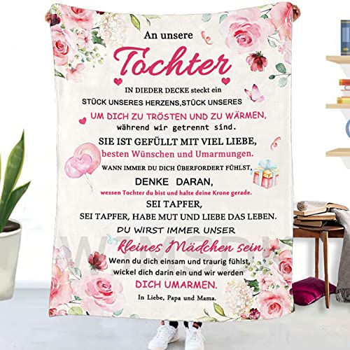 WJMSDK Personalisierte Decke Tochter Geschenke von Eltern, Kuscheldecke An Unsere Tochter von Mama und Papa, Geschenkidee Ideal Geburtstag oder zu Weihnachten, Abschlussgeschenk von WJMSDK