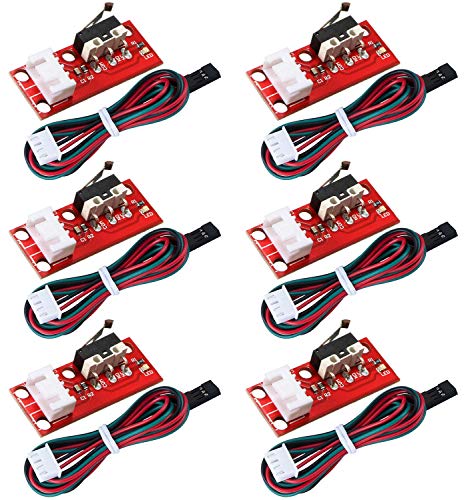 WJMY 6 Stück Mechanischer Endschalter 3D Drucker Endstop mit LED Indikator und Kabel für 3D-Drucker z. B.MPCNC,RAMPS 1.4,CNC 3018 Pro,Arduino Mega 2560 1280,Makerbot Prusa Mendel RepRap von WJMY