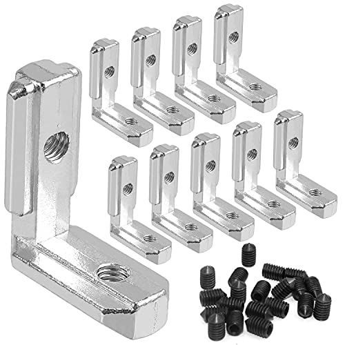 WJMY Aluprofil Winkel 10stk Eckwinkel 90° L Profil Aluminium 4040 Nut 8 Zinklegierung Klammern Inneneckverbinder Innenverbindung Winkelwinkel Eckverbinder 37x31mm mit Schrauben von WJMY