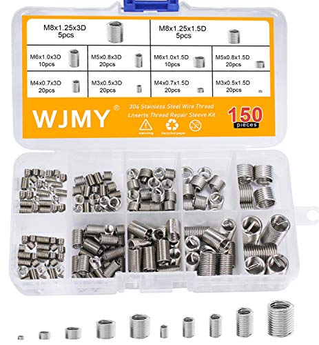 WJMY Helicoil Set Gewinde Reparatur Einsatz Sortiment 150 Stücke gewindereparatursatz M3 M4 M5 M6 M8 Heli-coil Typ Free Laufdraht Gewinde(10 Größen) von WJMY