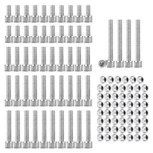 M5 Schrauben Set, WJUAN Schrauben und Muttern aus 304 Edelstahl, Enthält 55 Stk 10/20/30/40/55 mm Innensechskantschrauben und 55 Stk Muttern, für Mechanische Teile Bolzen von WJUAN