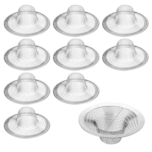 WJUAN 10x Edelstahl Haarsieb Waschbecken Abflusssieb (7 cm) - Rostfrei, Feinmaschig, Einfach zu Reinigen für Badewanne, Dusche & Küchenspüle von WJUAN