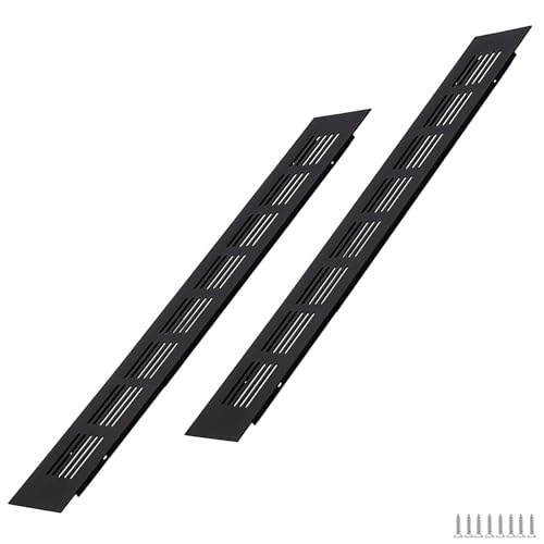 WJUAN 2 Stück Alu Lüftungsgitter 350x50mm schwarz eckig - Belüftungsgitter für Schränke, Schlafzimmer & Türen von WJUAN