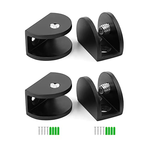 WJUAN 4 Stück Verstellbare Wandregal halterung, Schwarz Aluminium Glasbodenträger mit Rutschfesten Schrauben Regalhalterung, für Regal halterung Wand 6-10 mm WJUAN 4 Stück Verstellbare Wandregal halterung, Schwarz Aluminium Glasbodenträger mit Rutschfesten Schrauben Regalhalterung, für Regal halterung Wand 6-10 mm von WJUAN