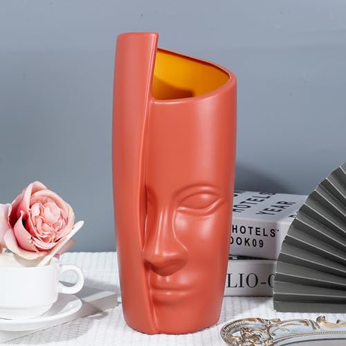 WJUHYGTF Halbes Gesicht vase, Errötendes Dekor Saftiger Topf Kunststoffe Vasen Herzstück Einer Blumenvase Mit Pflanzgefäß in Menschenform Pflanzen,Rosa von WJUHYGTF