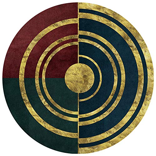 Teppich Runde Teppiche im geometrischen Stil Blau Gold Grün Rot Großflächiger Teppich für Wohnzimmer Eingangsbereich Bodenmatte Piano Pad Durchmesser 80 100 120 140 160 180 200 250 300cm-160CM-63inch von WJW-DT