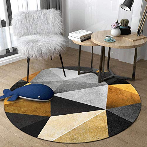 WJW-DT Gelb Beige Grau Schwarz Runder Teppich Teppiche für Wohnzimmer Schlafzimmer Flure Geometrischer Stil Durchmesser 80 100 120 140 160 180 200cm-140cm von WJW-DT