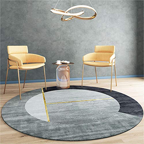 WJW-DT Moderner einfacher geometrischer Teppich des einfachen Stils runde großflächige Teppiche des schwarzen Goldgrau-Goldes für Wohnzimmerküche Moderner Teppichboden der Eingangsmatten-160CM-63inch von WJW-DT