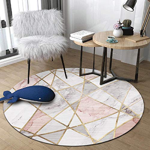 WJW-DT Rosa Grauer runder Teppich Teppiche für Wohnzimmer Schlafzimmer Flure Geometrischer Stil Durchmesser 80 100 120 140 160 180 200cm-160cm von WJW-DT