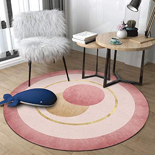 WJW-DT Roségold Runde Teppich Teppiche für Wohnzimmer Schlafzimmer Flure Geometrischer Stil Durchmesser 80 100 120 140 160 180 200cm-140cm von WJW-DT